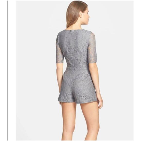 CeCe by Cynthia Steffe Women's Gray Lace Cocktail Classy Romper Size 0 - Picture 2 of 8